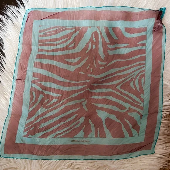 Vintage Dolce and Gabbana Foulards Silk Scarf Neck Zebra Tiger Stripe Italy - Picture 3 of 11